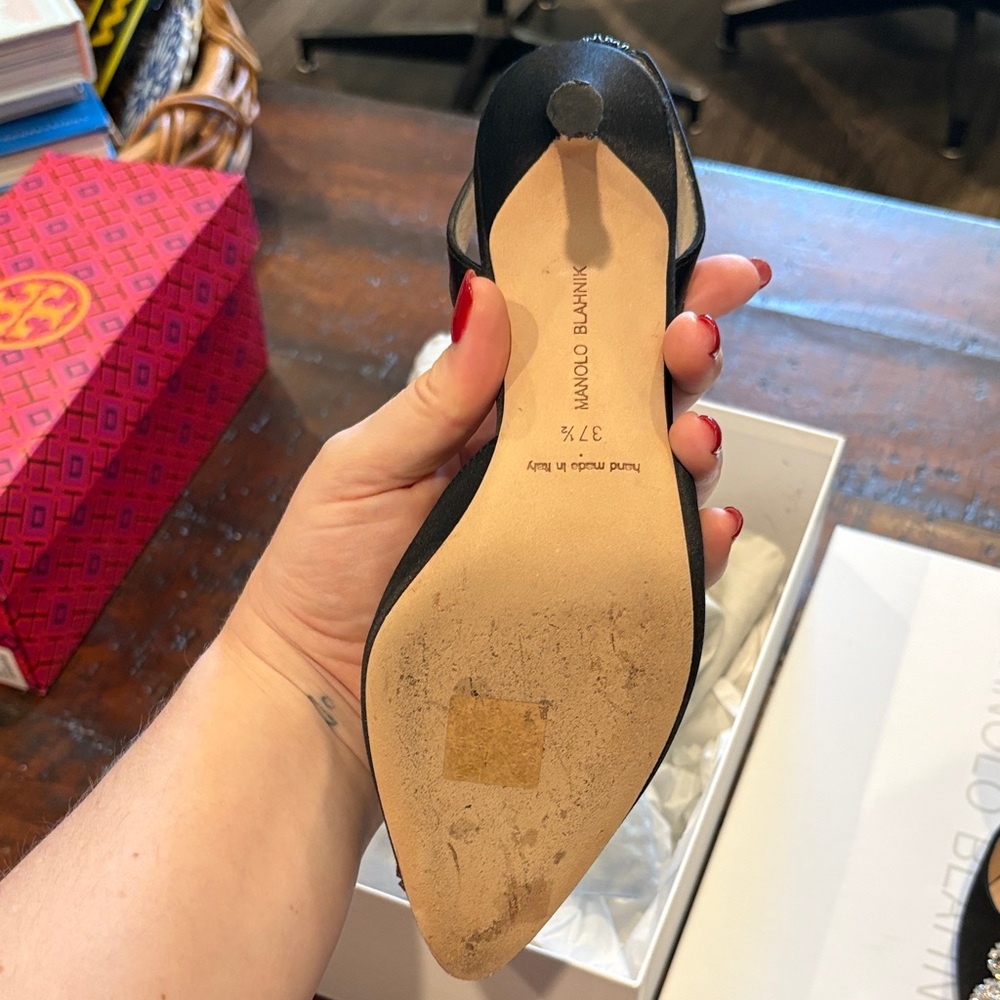 Manolo Blahnik Black Heels with Crystal Embellishments - Picture 4 of 4